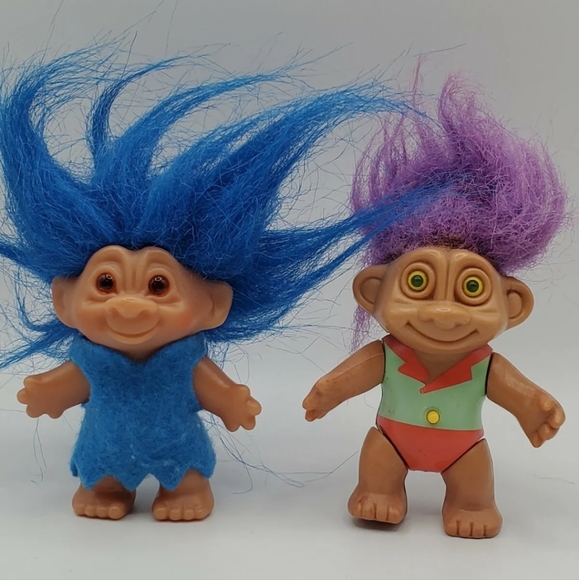 Vintage Trolls Purple Hair & Blue Hair 1992, 2005. Troll Pencil Tops New Gen. - Picture 4 of 10